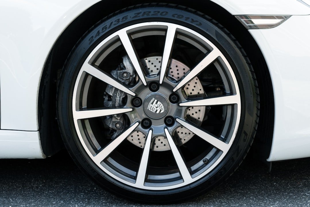 silver and black car wheel